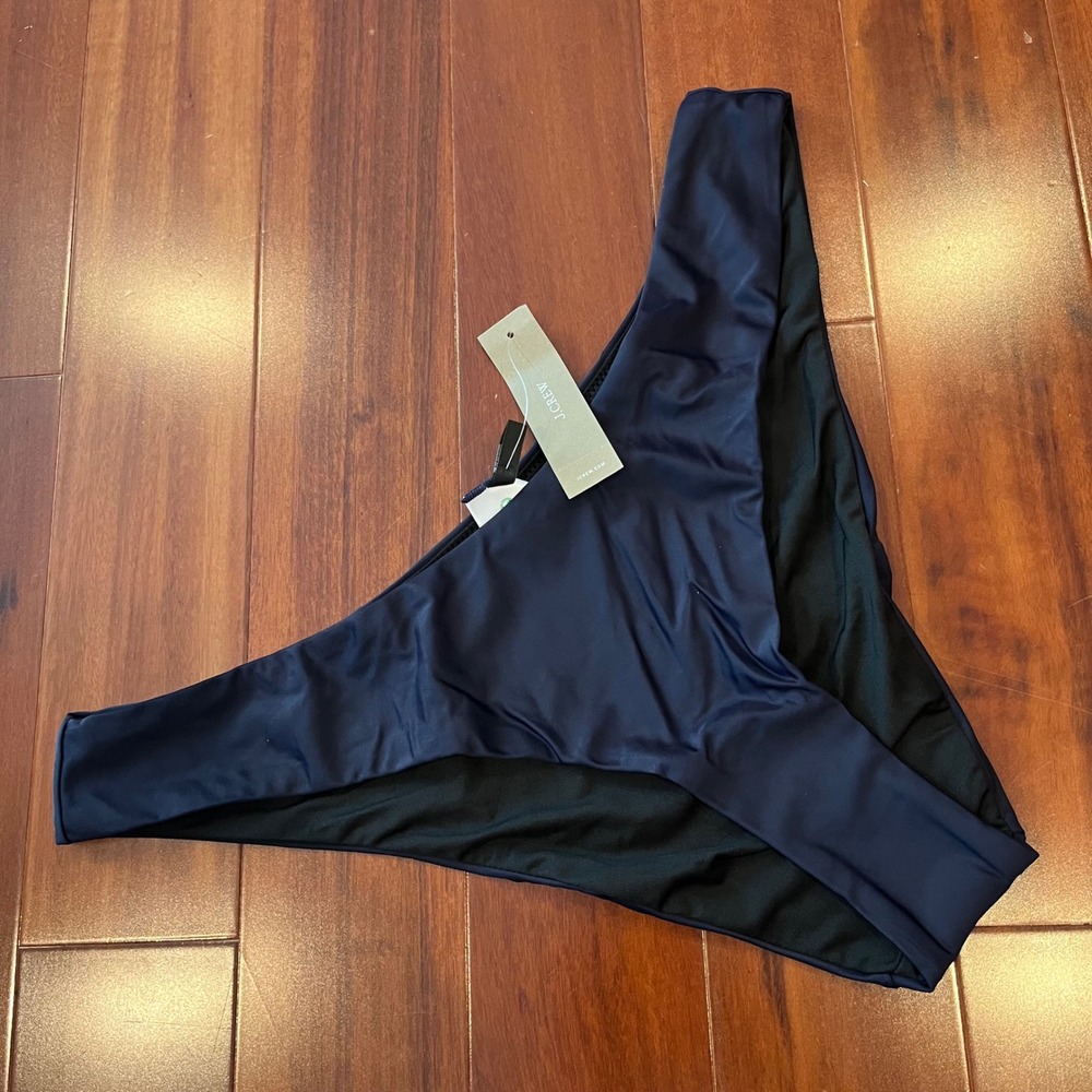 J.Crew Blue Bikini Bottom Navy Solid Swim‎ Basic BC125 New NWT Size L / Large